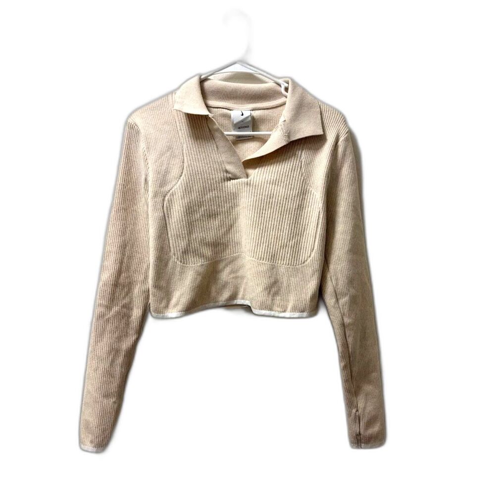 Jacquemus x Nike Le Polo Open back polo top size Large Cream Tan Sold Out - Picture 4 of 7
